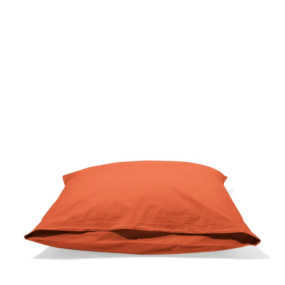 1700 COTEX Taie d'oreiller en percale de coton - Rouge Ocre