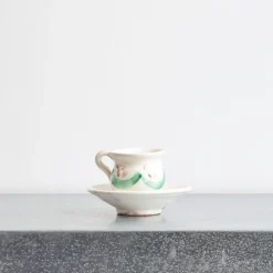 2030 AJUAR Tasse et soucoupe peinte à la main - Vert