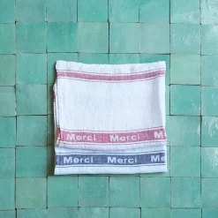 1700 COTEX Torchon en lin lavé - Merci Rouge