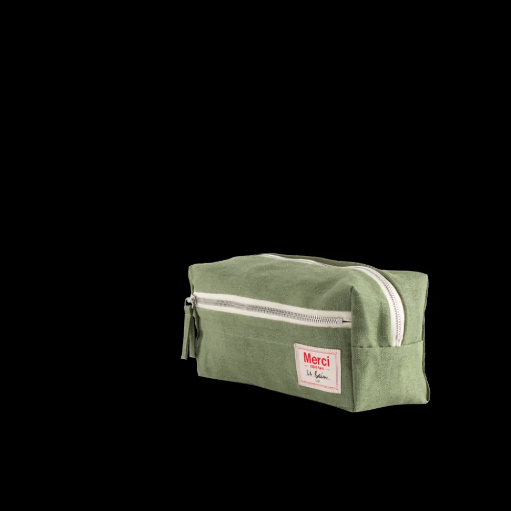 200 LINTEX Trousse de toilette en lin lavé - Vert d'Anduze