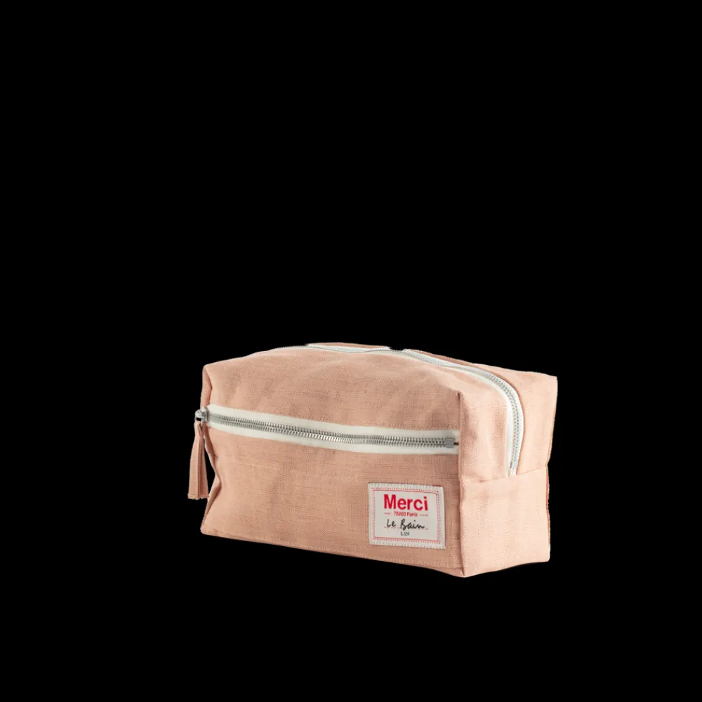 200 LINTEX Trousse de toilette en lin lavé - Rose Argile