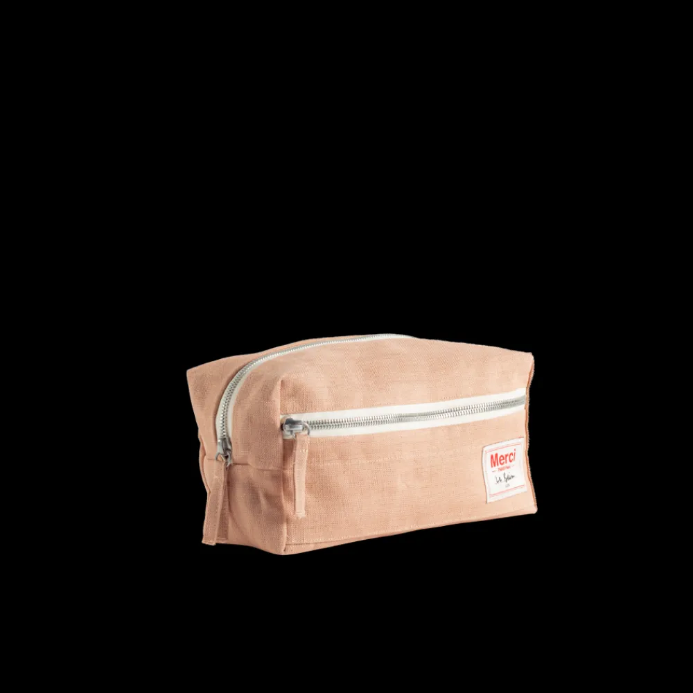 200 LINTEX Trousse de toilette en lin lavé - Rose Argile
