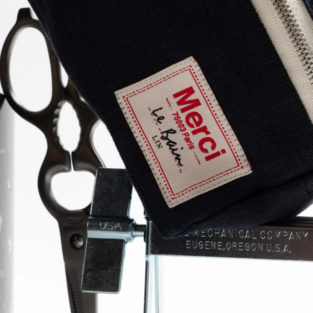 200 LINTEX Trousse de toilette en lin lavé - Bleu Encre