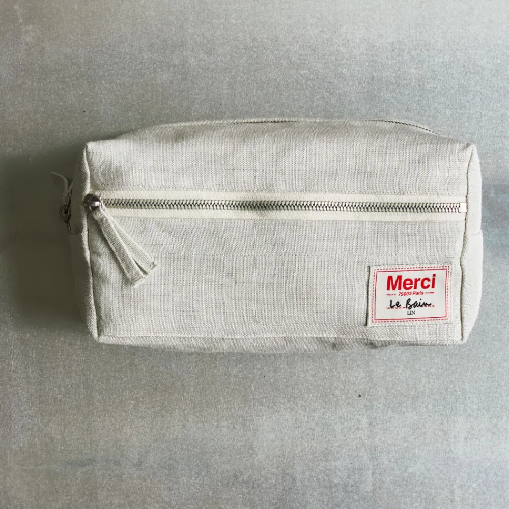 200 LINTEX Trousse de toilette en lin lavé - Pierre