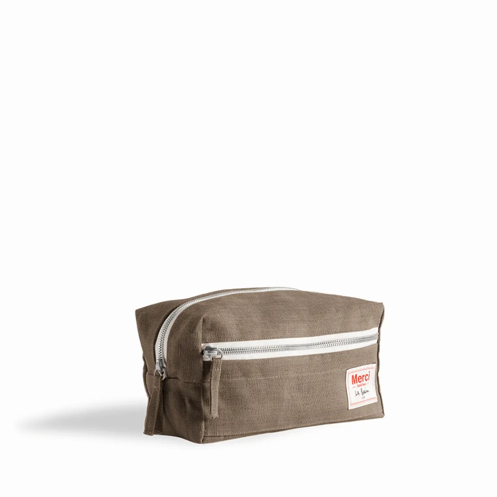 200 LINTEX Trousse de toilette en lin lavé - Brun Cha Iro