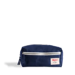 200 LINTEX Trousse de toilette en lin lavé - Bleu Shibori