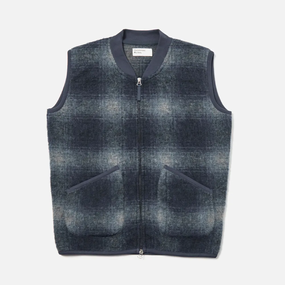 Universal Works - Veste Zip Waistcoat - Navy & Grey