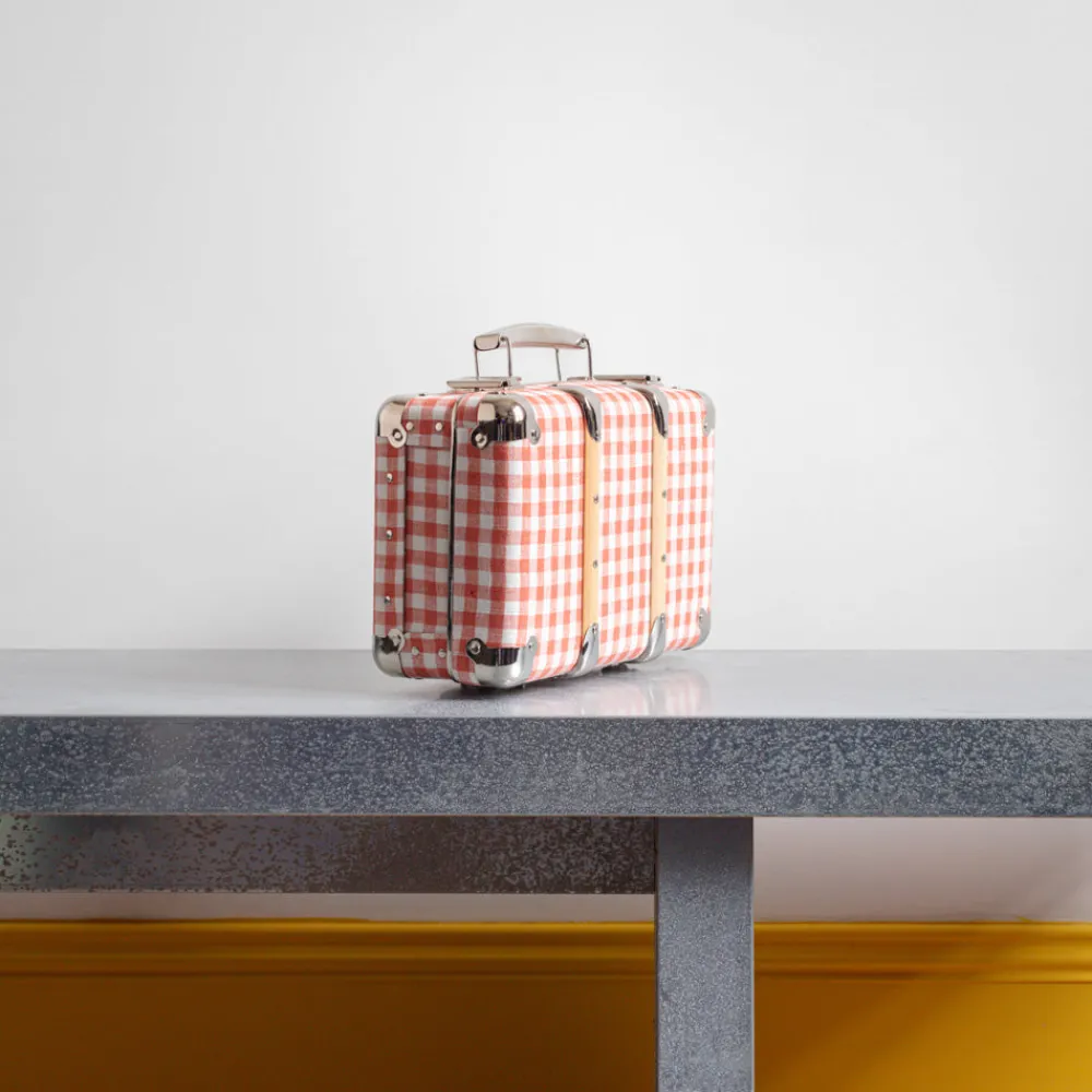 256 KAZETO Valise rigide en carton bouilli - Vichy Rose Elafonissi