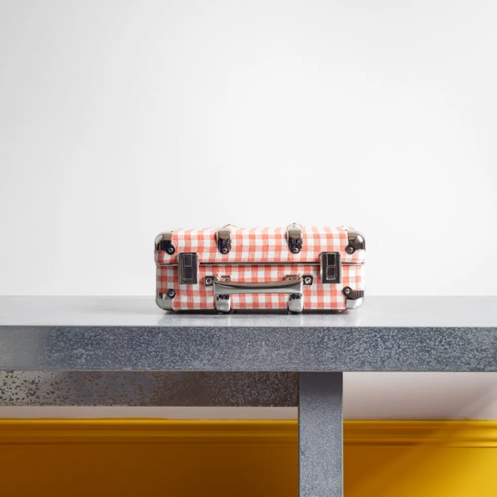256 KAZETO Valise rigide en carton bouilli - Vichy Rose Elafonissi