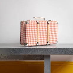 256 KAZETO Valise rigide en carton bouilli - Vichy Rose Elafonissi