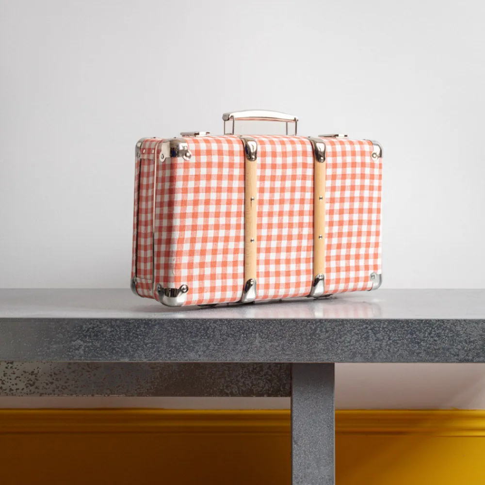 256 KAZETO Valise rigide en carton bouilli - Vichy Rose Elafonissi