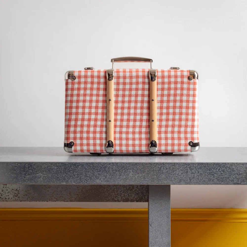 256 KAZETO Valise rigide en carton bouilli - Vichy Rose Elafonissi
