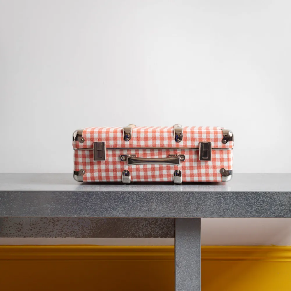 256 KAZETO Valise rigide en carton bouilli - Vichy Rose Elafonissi