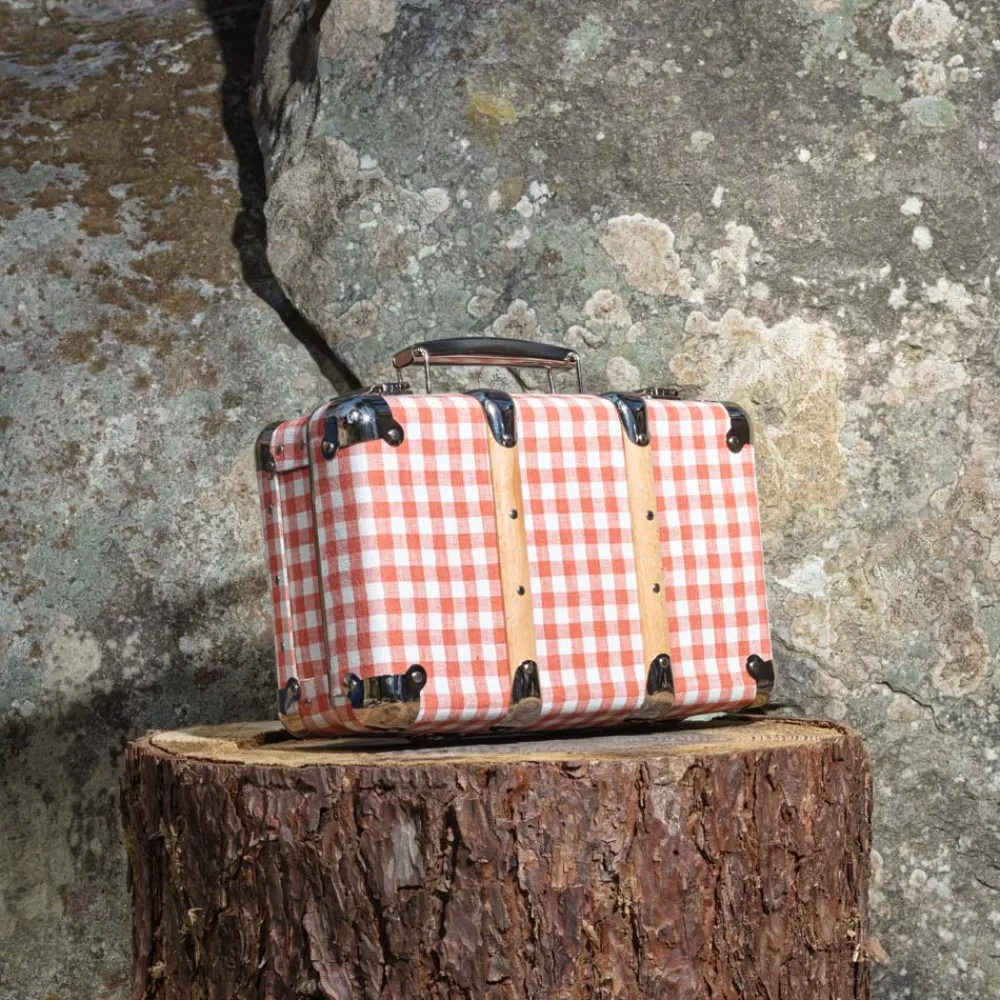 256 KAZETO Valise rigide en carton bouilli - Vichy Rose Elafonissi