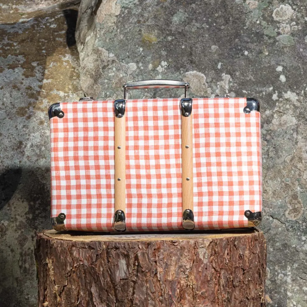 256 KAZETO Valise rigide en carton bouilli - Vichy Rose Elafonissi
