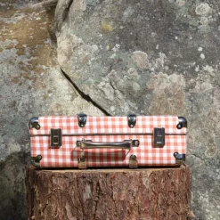 256 KAZETO Valise rigide en carton bouilli - Vichy Rose Elafonissi