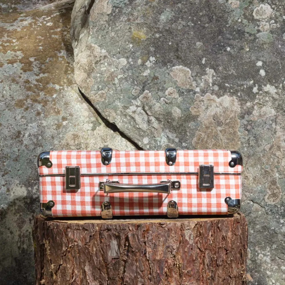 256 KAZETO Valise rigide en carton bouilli - Vichy Rose Elafonissi