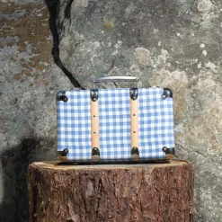 256 KAZETO Valise rigide en carton bouilli - Vichy Bleu Paros