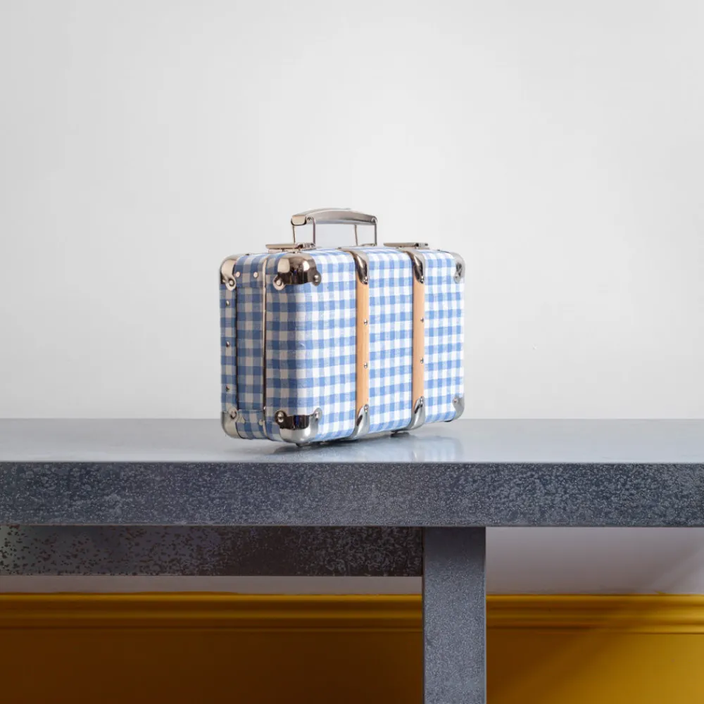 256 KAZETO Valise rigide en carton bouilli - Vichy Bleu Paros