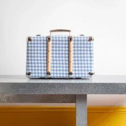 256 KAZETO Valise rigide en carton bouilli - Vichy Bleu Paros