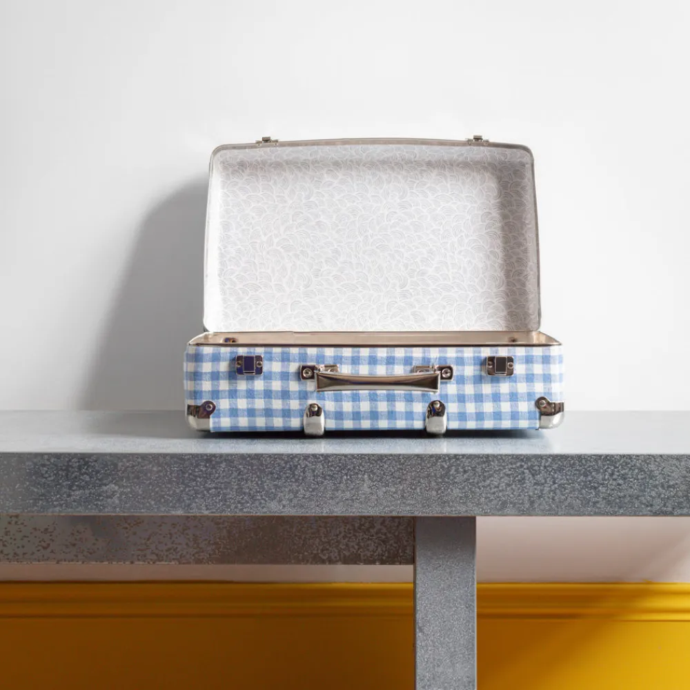 256 KAZETO Valise rigide en carton bouilli - Vichy Bleu Paros