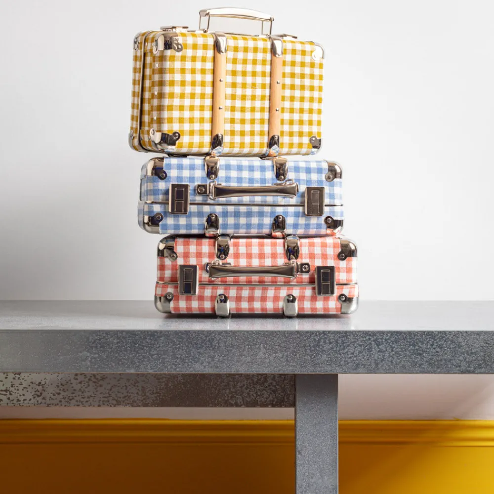 256 KAZETO Valise rigide en carton bouilli - Vichy Bleu Paros