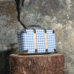 256 KAZETO Valise rigide en carton bouilli - Vichy Bleu Paros