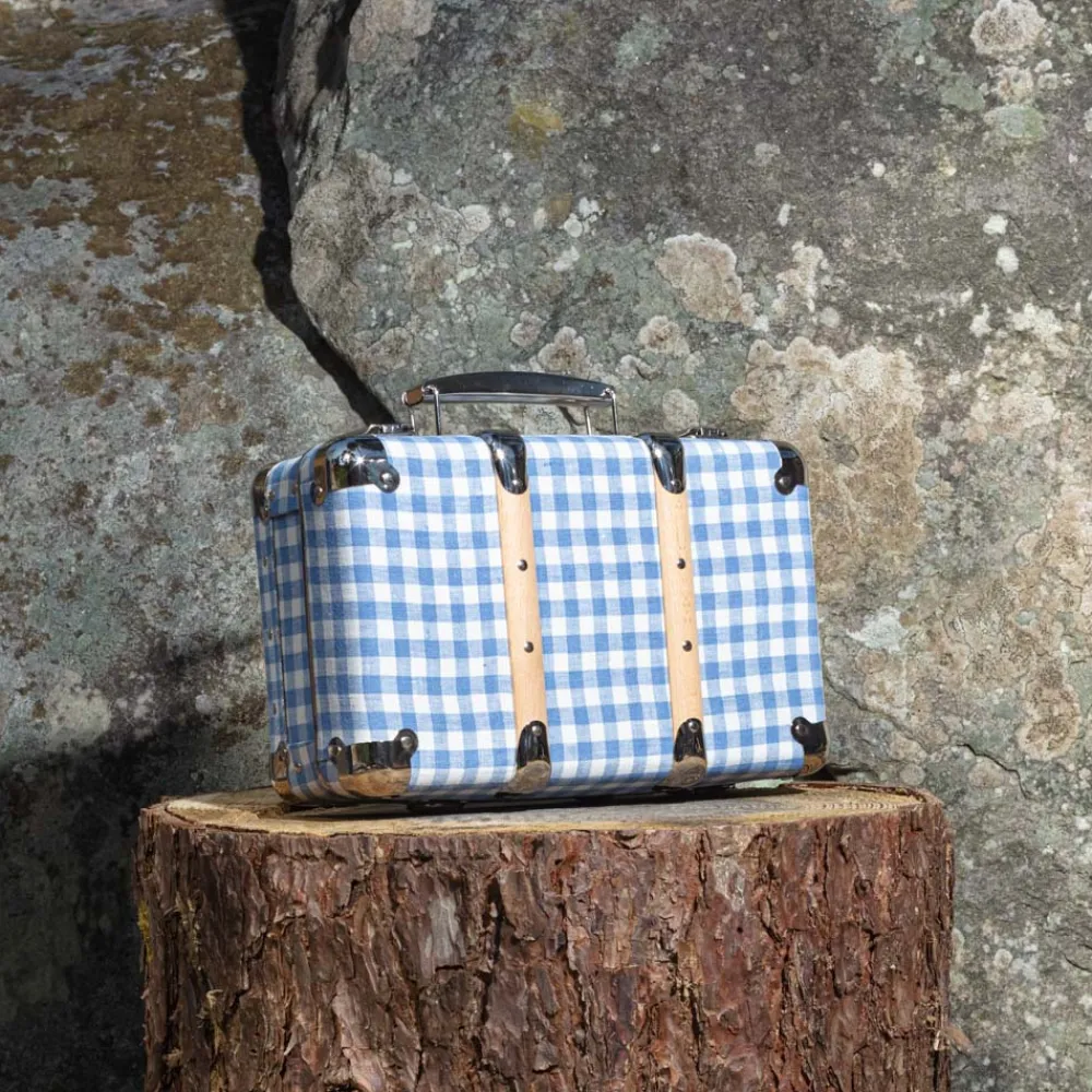 256 KAZETO Valise rigide en carton bouilli - Vichy Bleu Paros