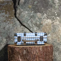 256 KAZETO Valise rigide en carton bouilli - Vichy Bleu Paros