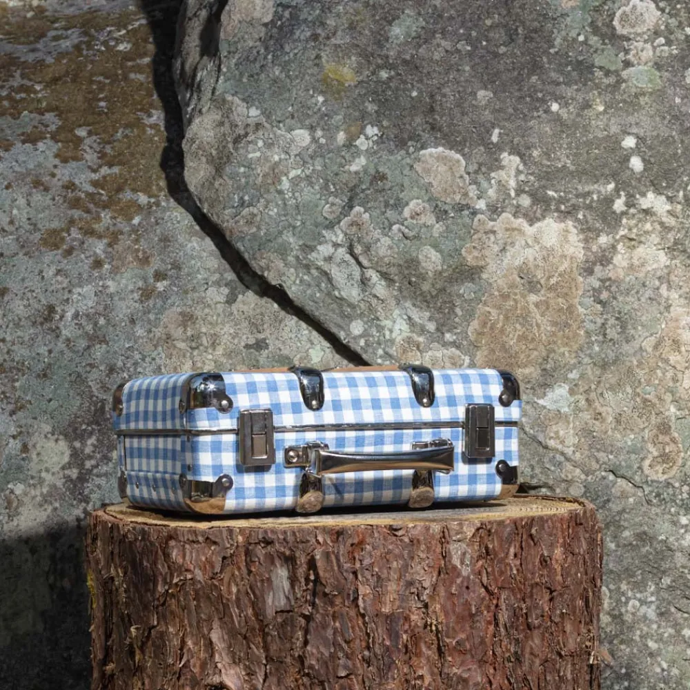 256 KAZETO Valise rigide en carton bouilli - Vichy Bleu Paros
