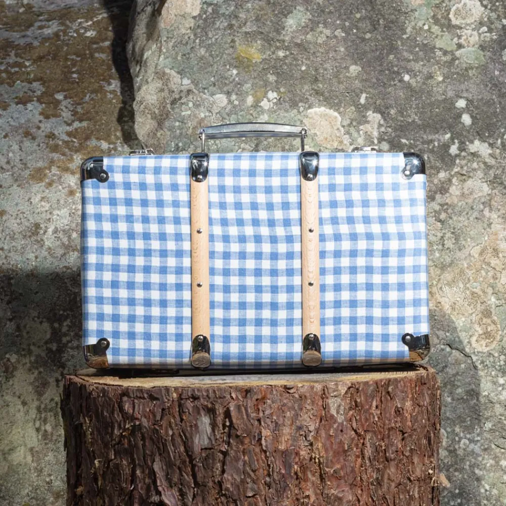 256 KAZETO Valise rigide en carton bouilli - Vichy Bleu Paros