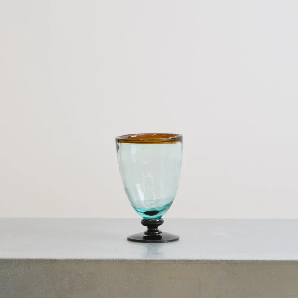 1950 INDIGENA Verre à pied transparent avec ligne ambre