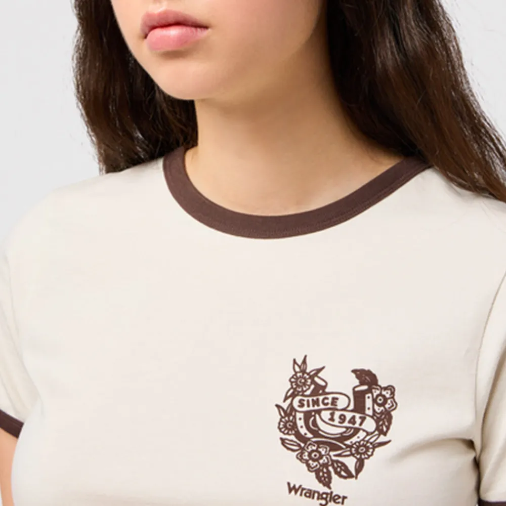 Women WRANGLER - T-shirt Ringer - Blanc