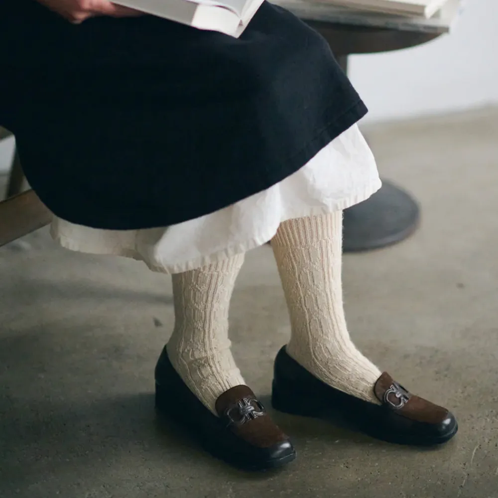 Women Yahae - Chaussettes Alpaca Cable - Beige